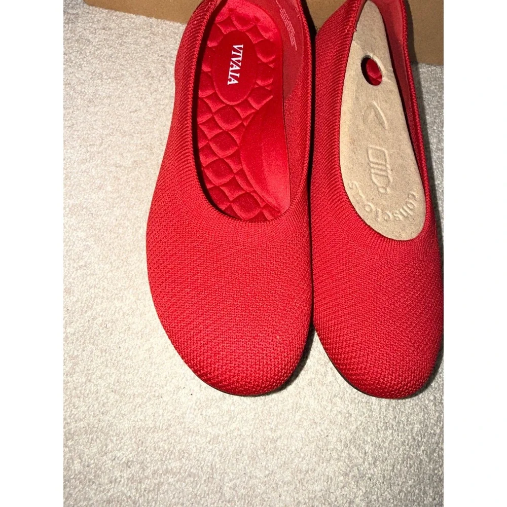 VIVAIA Claire Round Toe Ballet Flats Red Women's Knit Comfort  EU/40.5 US/9-9.5